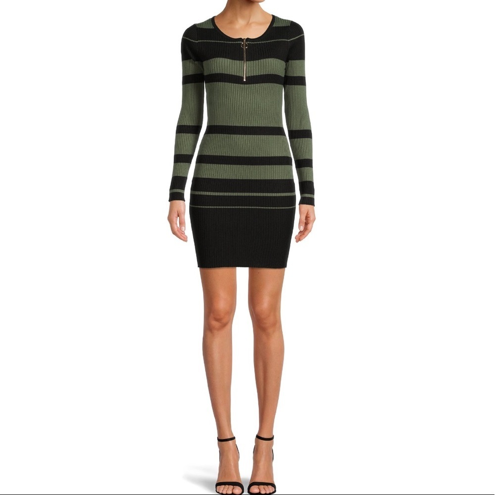 Juniors Zip Front Stripe Dress